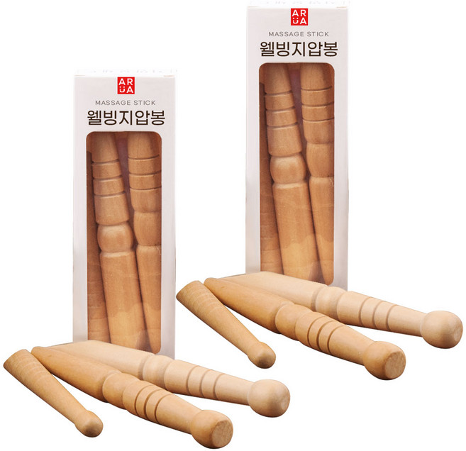 ARUA 웰빙 지압봉 3종세트 마사지봉 경락 괄사 손 발 지압, 단일, 2세트