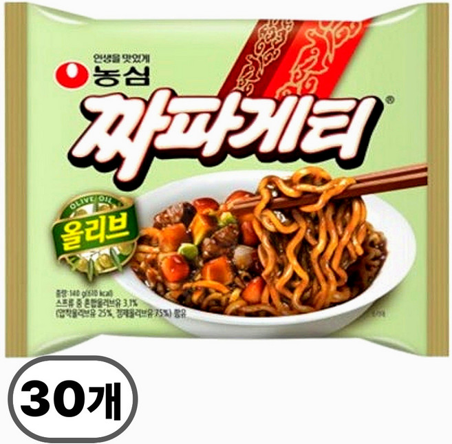 농심 올리브 짜파게티 봉지라면, 30개