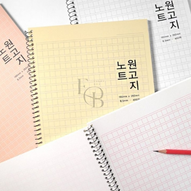 EVERYBOX 원고지 노트 화이트 논술원고지노트 초등학생, 아프리콧
