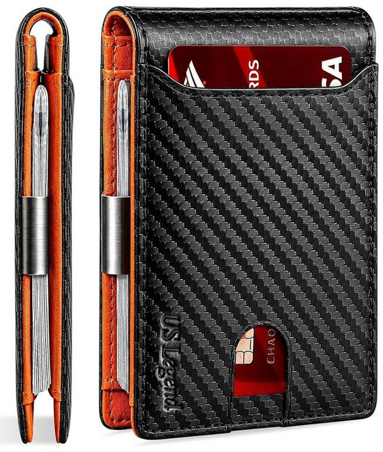 US Legend Wallets for Men - Slim Money Clip Mens Wallet – Leather RFID Blocking Thin Bifold Minima