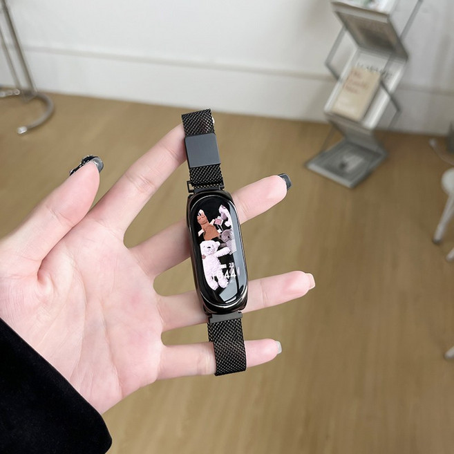 金屬替換腕帶, 磁吸（連接器款）-黑色,小米手環10/9/8/nfc, 1個