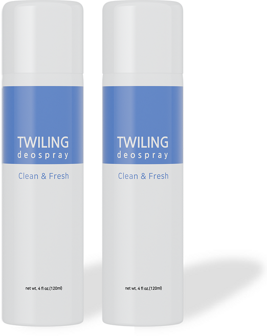 트윌링 발 겨드랑이 땀 냄새 제로 데오드란트 쿨링 스프레이, 2개, 120ml