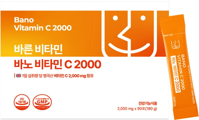 (영국산 비타민C) 바노 비타민C 2000mg x 90포(1box), 1박스, 90회분 - 쿠팡