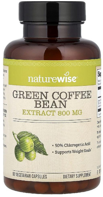 네이처와이즈 커피생두 800mg 그린커피빈 클로로겐산 베지캡슐 60정, 1개