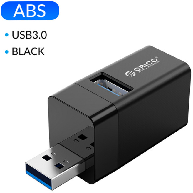 오리코 3 포트 다중 포트 USB 분배기 어댑터 자동차 USB 허브 2.0 3.0 화이트 1개, 03 ABS BK × 1개