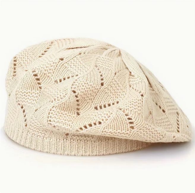 [봄시즌 SALE] 버섯언니 H13 봄 얇은 니트 나들이모자 통기성 베레모 뜨게 빵모자