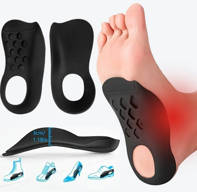 누누마켓 오다리 평발 족저근막 교정 보조 깔창 아치 기능성 보조 신발 깔창패드, 1세트