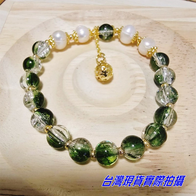 Sun_Plus 綠幽靈水晶手鍊 繡球吊墜 簡約輕奢設計 贈禮推薦