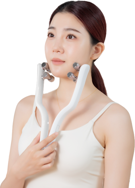 EMS 롤러 얼굴 마사지기 페이스롤러 V라인, 1개, 화이트