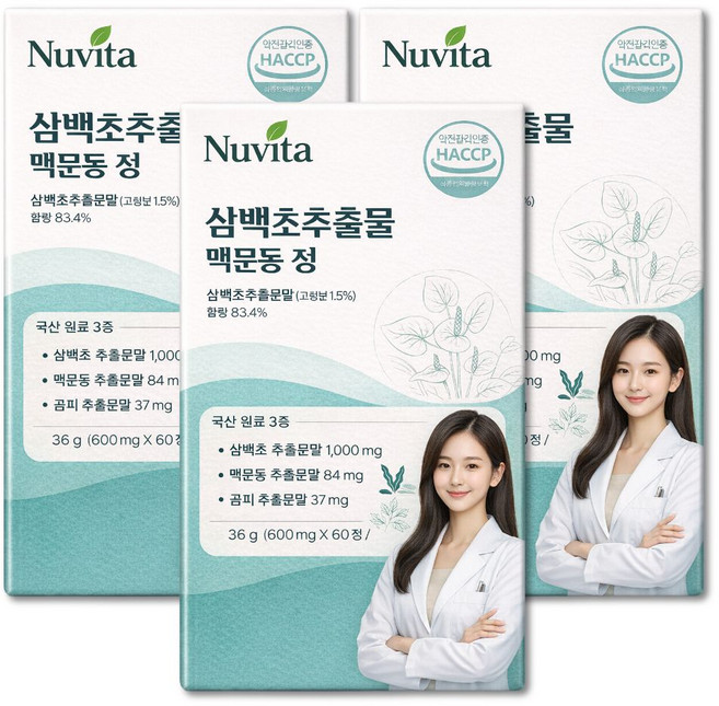 옵션확인) 닥터파이토 파이토블락 코엔삼백초 | 삼백초 추출물 알약 식약청인증, 3개, 60정