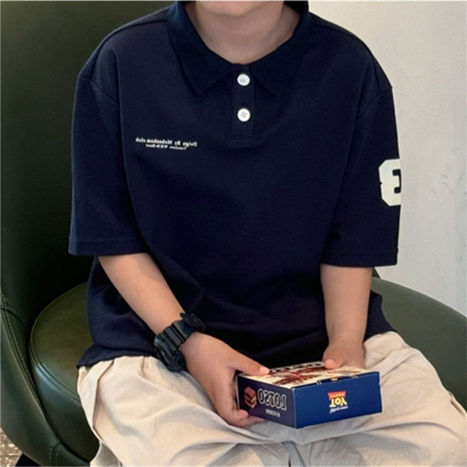 兒童純棉短袖翻領衫 夏季新品男童中大童, 1個, 藏青色Polo【舒適親膚重磅200克】150 【建議140-150cm】