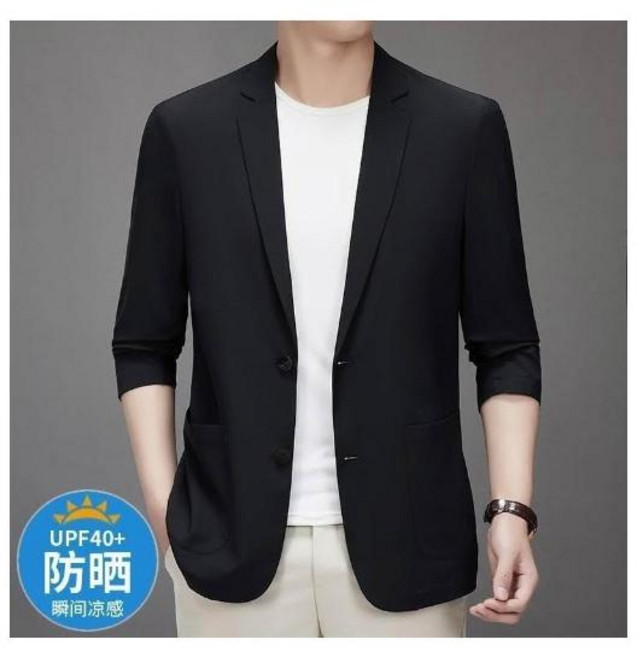 夏季涼感商務西裝外套 UPF40+防曬 中年爸爸西服