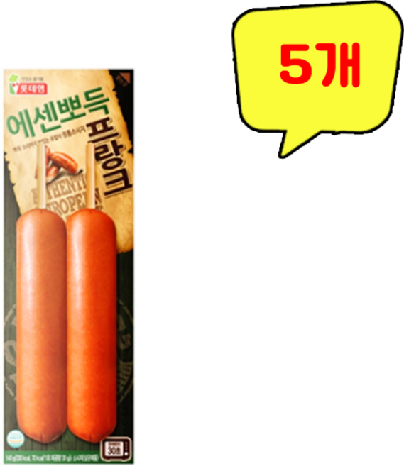 롯데햄 에센뽀득 프랑크 2입, 140g, 5개