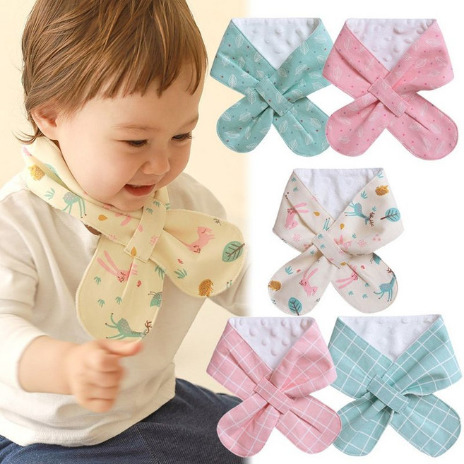 동그리 아기 유아 양면 스카프빕 극세사 겨울 목도리 바나나 삼각 데일리 스카프빕