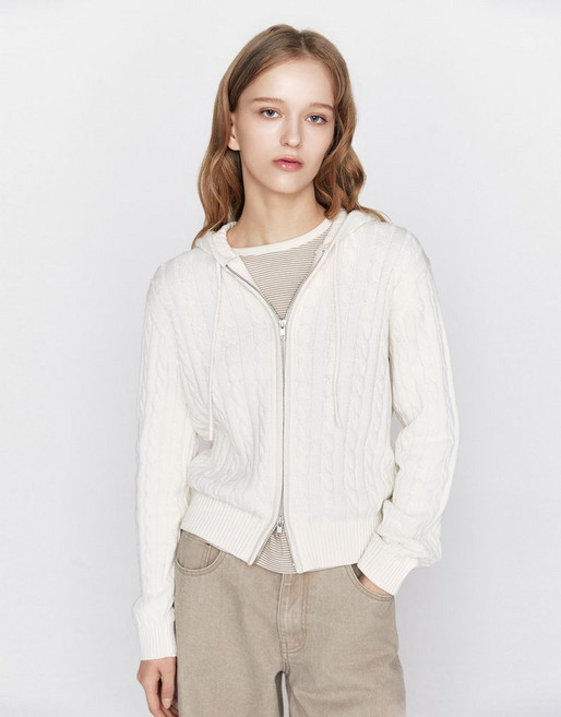 GIORDANO 케이블 후드 투웨이 집업 가디건5GG 356503 2color