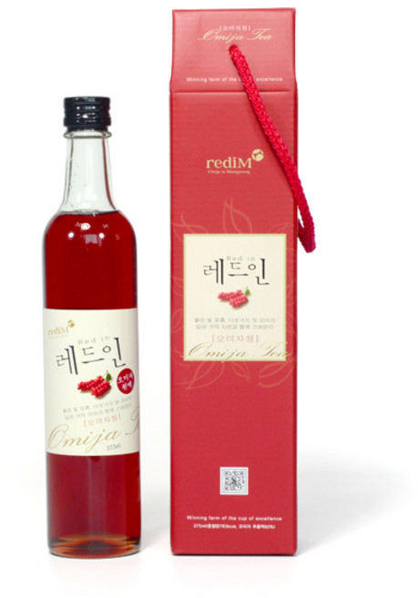 [수지누리식품] 문경 레드인 오미자청 375ml 오미자 원액 엑기스 명절 단체 선물세트, 1개