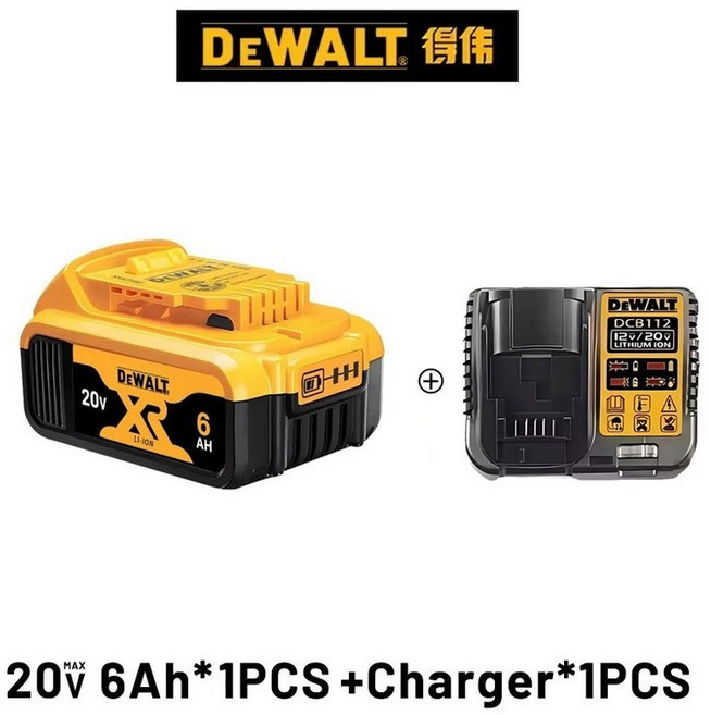 DeWALT 100% 오리지널 배터리 20V/60V 9000mAh MAX FlexVolt for DCB606 DCB205 DCB206 DCB209 DCB182 전동 공구 항공 운송, [20] 6AH X1 charger X1