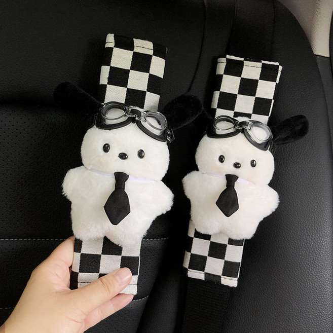 ANYOU 자동차 안전벨트 쿠션커버 귀여운 강아지AQDHJT, 2개, 넥타이