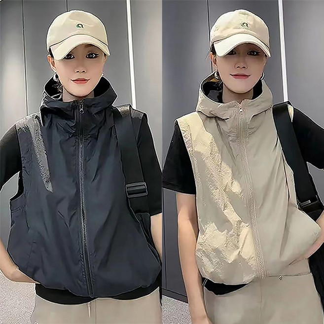 데일리 아노락 후드집업 아우터 조끼 여성 얇은 루즈핏 경량 바람막이 점퍼 오버핏 ~4xl까지