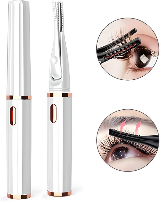 Routop 집게형 속눈썹 고데기 3단계 온도 조절 USB 고속 충전 온도 표지, 화이트