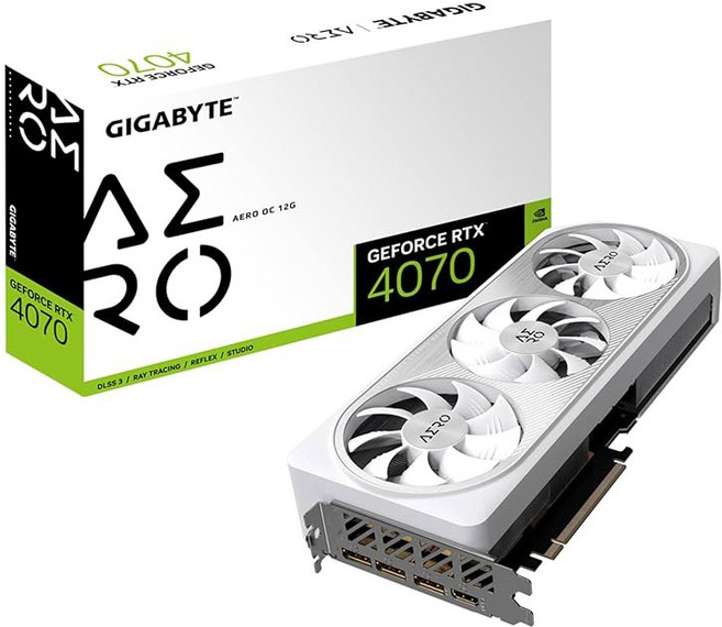 기가바이트 지포스 RTX 5070 AERO OC 12G 그래픽 카드 12GB 192비트 GDDR7 PCIe 5.0 윈드포스 냉각 시스템 GV-N5070AERO OC-12G
