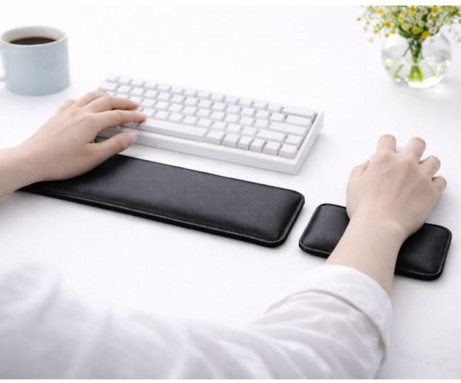 이온브 고급 가죽 팜레스트 키보드 마우스 세트, 1세트, 블랙