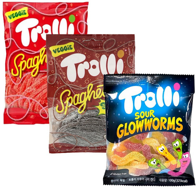 트롤리 사워구미 100g 스파게티니 딸기+콜라+사우어구미 -T.C