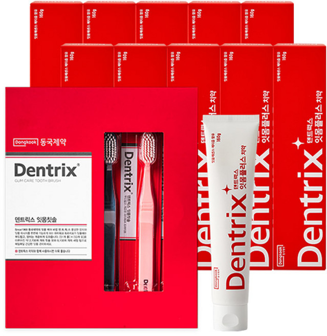 동국제약 덴트릭스 잇몸플러스 치약 160g 10개+ 잇몸칫솔 5개입, 1세트