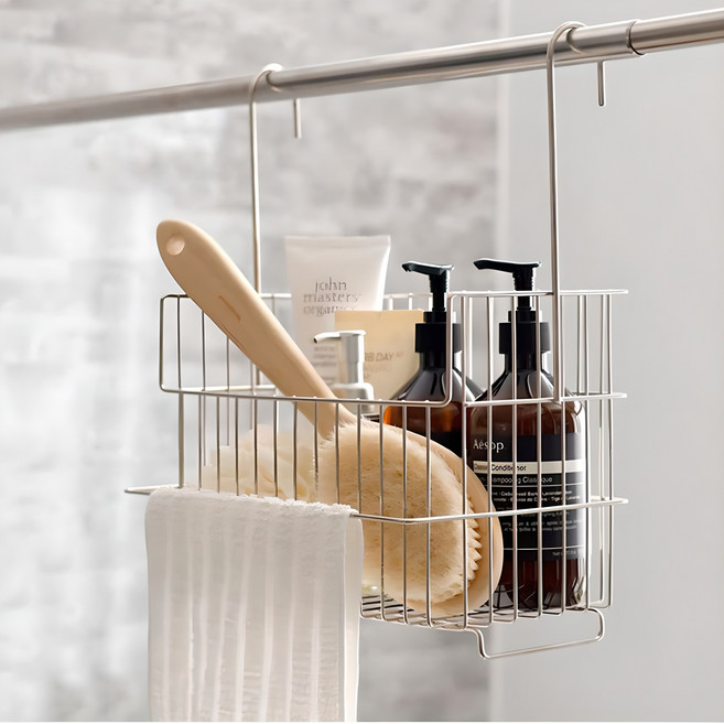 304 올스텐 무타공 걸이식 욕실바스켓, 304 스텐바스켓