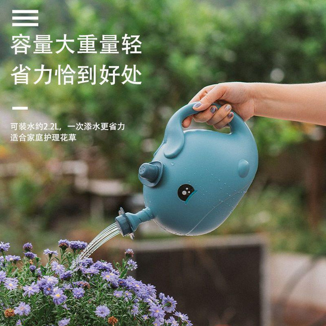 兒童卡通造型澆水壺 2.2L/1.2L 大容量輕巧設計, 藍色, 1個