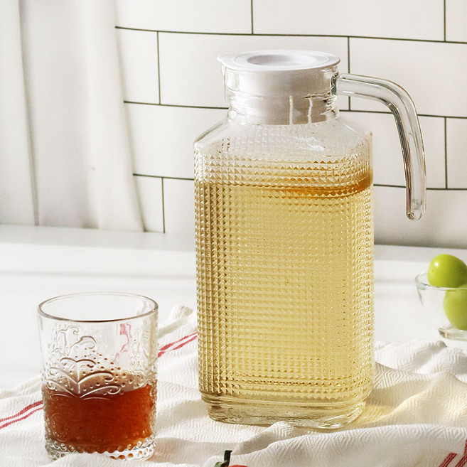 에코도트 손잡이 냉장고 보리차 유리물병, 1개, 1600ml, 투명