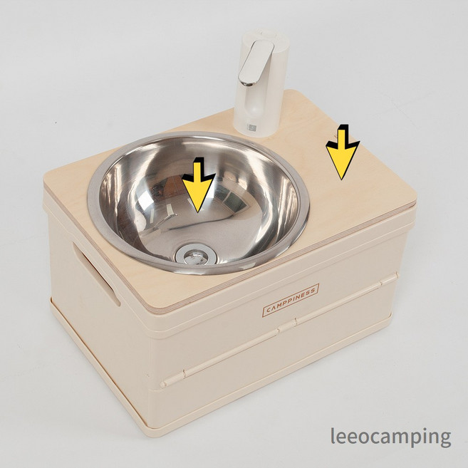 리오캠핑 초미니폴딩박스용(410*280) 원형 캠핑세면대 상판+세면볼 +팝업, 1개
