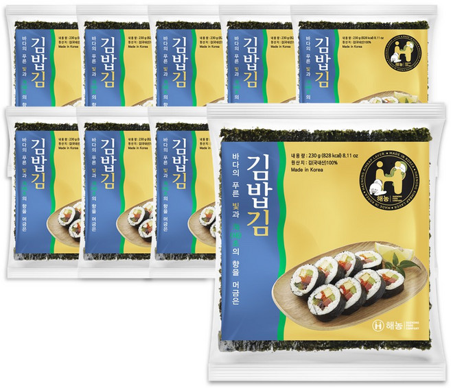 해농 김밥김 골드 100매, 230g, 10개