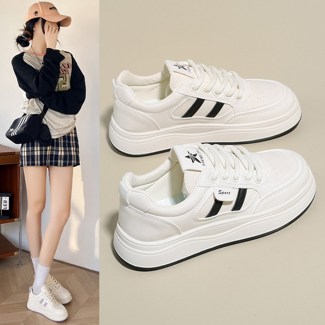 26SS 여성 화이트 스니커즈 - 두꺼운창 데일리 캐주얼 운동화 학생 키높이 발편한 신발