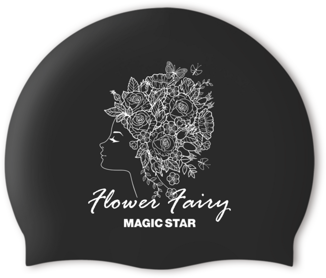 매직스타 예쁜 수모 꽃의 요정 (레귤러/ +1cm컴포트 수영모 MSW3FS02), 블랙, 1개, 컴포트