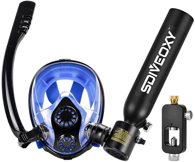 [unclehome4989] 미니산소통 수중호흡기, 블랙 + 소형 가방 + 어댑터
