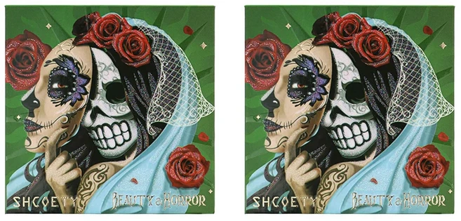 쿠쿠스토어 해골 아이섀도우 팔레트 9 색 할로윈 진주 광택 방수 및 오래 지속 2 팩, 03 Green 2