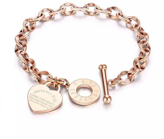 멜로이브 하트 티타늄 스틸 럭셔리 여성 팔찌