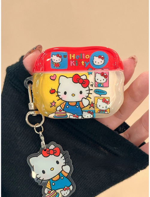 TYREUS 큐티 케이크 키티 에어팟 프로3 키티펜던트 AirPods4세대 이어폰 호환 케이스, 1개, 에어팟 4세대, 무