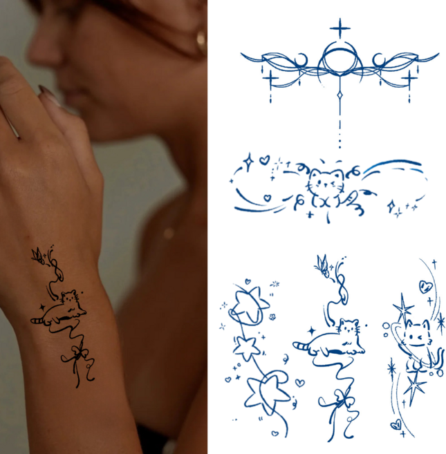 부띠끄38 미니 반영구 타투스티커 헤나 세트, 1개, BTS002