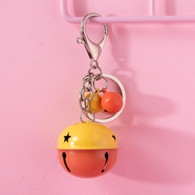 韓版創意時尚金屬撞色大鈴鐺卡通鑰匙扣