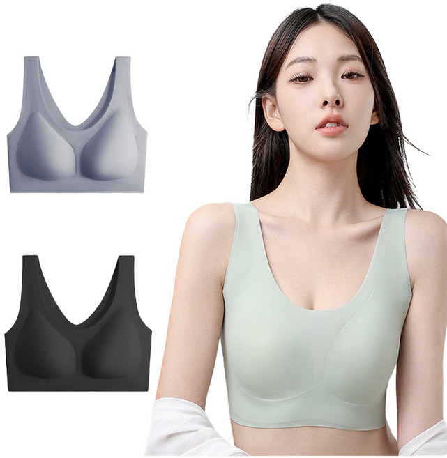 JLVJ 여성 노와이어 심리스 브라 2종 세트