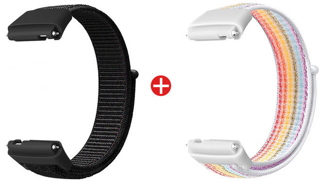 샤오미 레드미 워치3 액티브 호환 스포츠 루프 스트랩 (2개), 블랙+레인보우