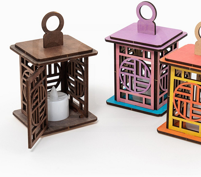 민화샵 전통 등 만들기 세트 (LED 등 포함) MDF 색칠 꾸미기 조립 맞추기 민속 문양 무드등 DIY, 1개, 격자