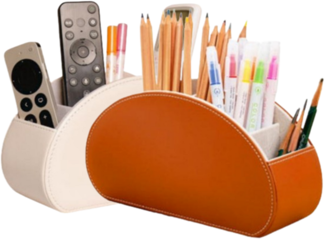 폴라리스원 리모컨 정리함 가죽 다용도 보관함 인테리어 소품수납함, 1개, 크림
