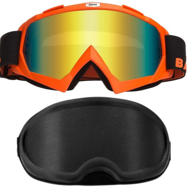 BATFOX 더트 바이크 고글 오토바이 안경 모토크로스 안전 ATV 전술 라이딩 보호 W 케이스 오렌지 170295