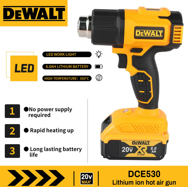 DEWALT 18V 21V 히트건 수축 포장 도구 무선 열풍기 전기 에어 드라이어 납땜 18/20V 배터리, [01] 옵션1