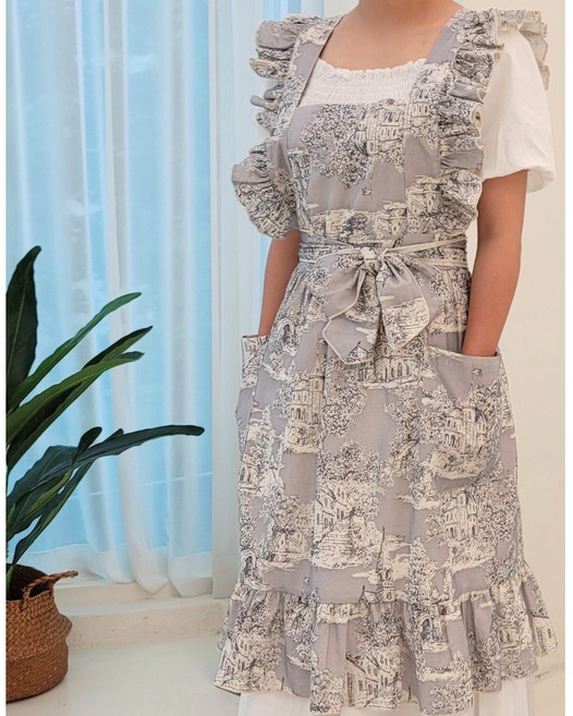 마리마켓 에뜨왈 원피스 앞치마 방수 주방 카페 어린이집 식당 미용실 유치원 선생님 네일샵, 1개, 에뜨왈: BLUE