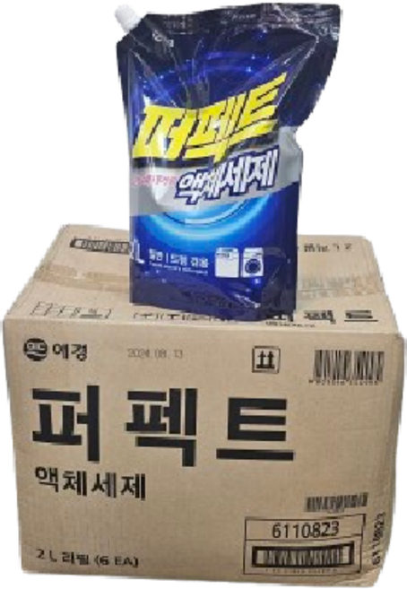 애경 퍼팩트 액체세제 일반/드럼겸용(우수한 얼룩제거력) 2L 박스6개, 2개