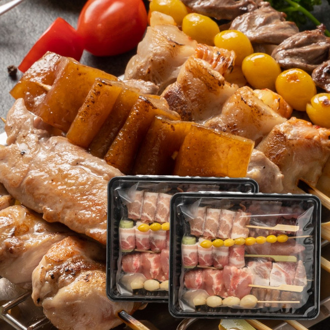 모듬꼬치 1+1 캠핑 요리 수제 모듬 꼬치 바베큐 안주 음식, 2개, 400g